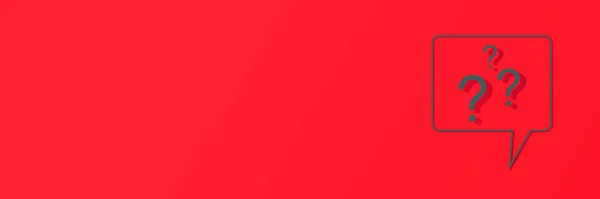 Signo Interrogación Con Sombra Sobre Fondo Rojo Banner Para Inserción — Foto de Stock
