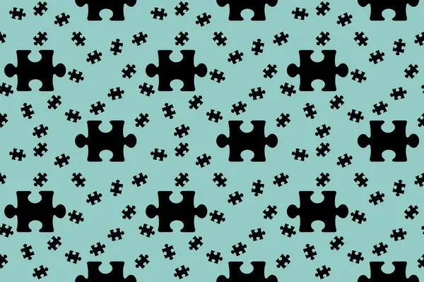 Modèle Image Des Éléments Puzzle Noir Sur Fond Vert Pastel — Photo