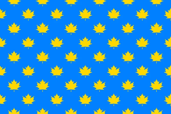 Μοτίβο Των Κίτρινων Φύλλων Σφενδάμου Μπλε Φόντο Πρότυπο Για Εφαρμογή — Φωτογραφία Αρχείου