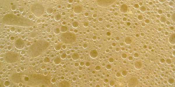 Air Bubbles Surface Water Fat Rings Aqueus Emulsion Yellow Liquid — Foto de Stock