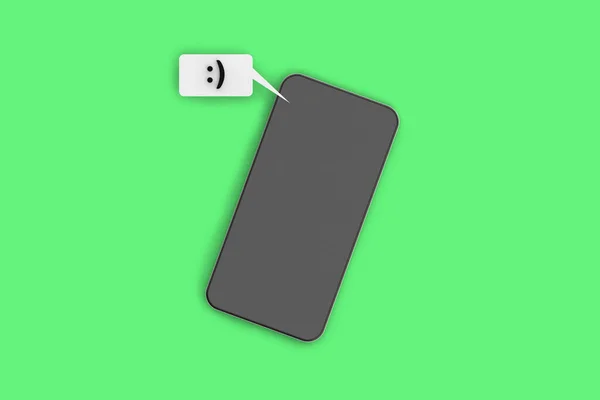 Eine Sms Die Ein Zeichen Emoticon Enthält Handy Auf Grünem — Stockfoto