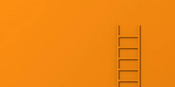 Escalera Naranja Sobre Fondo Naranja Escalera Encuentra Verticalmente Cerca Pared —  Fotos de Stock