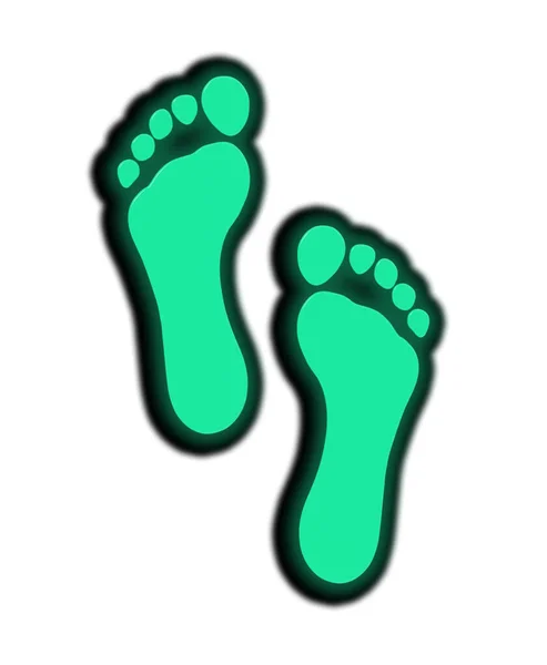 Zwei Grüne Glasspuren Nackte Spur Aus Nächster Nähe Isolierter Fußabdruck — Stockfoto