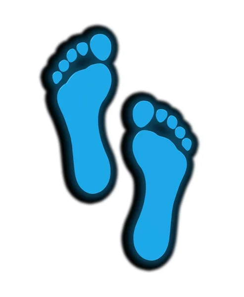 Zwei Blaue Glasspuren Nackte Spur Aus Nächster Nähe Isolierter Fußabdruck — Stockfoto