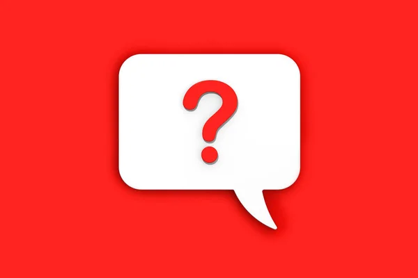ホワイトメッセージボード上の赤い質問マーク 緊急信号だ 質問通知 赤い背景のメッセージ 水平画像 3D画像 3Dレンダリング — ストック写真