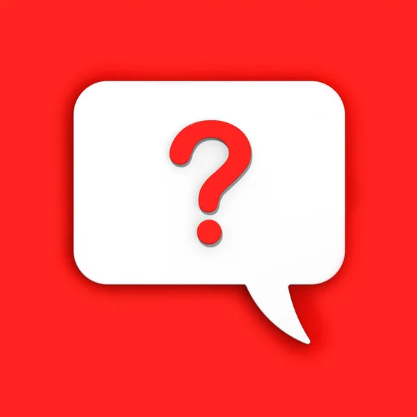 ホワイトメッセージボード上の赤い質問マーク 緊急信号だ 質問通知 赤い背景のメッセージ 正方形の画像 3D画像 3Dレンダリング — ストック写真