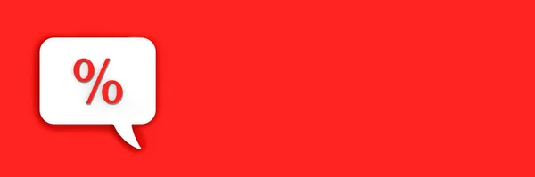 Vörös Százalék Jel Fehér Üzenőfalon Kamatelvonási Jelzés Kedvezményes Értesítések Üzenet — Stock Fotó