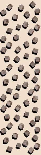 abstract cubes of brown color on a Ivory color background. caramel. Vertical banner for insertion into site. Place for text cope space. 3D image. 3D rendering.