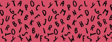 Klavye sembolleri ile şablon. Bir dizi mektup. Yüzey şablonu. mor arka plan. Yatay görüntü. Siteye eklenmek için pankart.