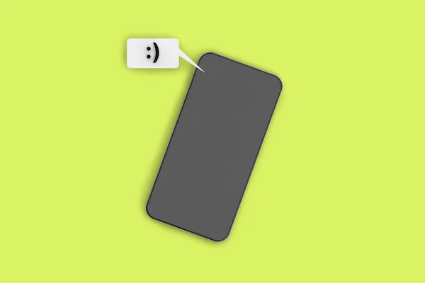 Mesaj Text Care Conține Emoticon Caracter Telefon Mobil Fundal Verde — Fotografie, imagine de stoc