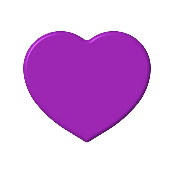 Coração Violeta Isolado Sobre Fundo Branco Modelo Pasta Brilho Iluminação — Fotografia de Stock