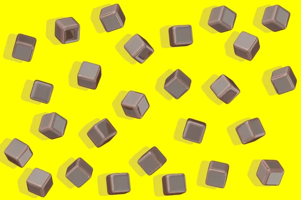 Cubes Abstraits Couleur Marron Sur Fond Couleur Jaune Caramel Image — Photo