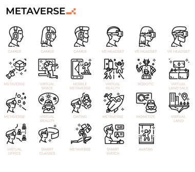 Dijital teknoloji, eğitim, eğitim, bilişim siteleri, sunumlar, kitaplar için metaverse simgesi.