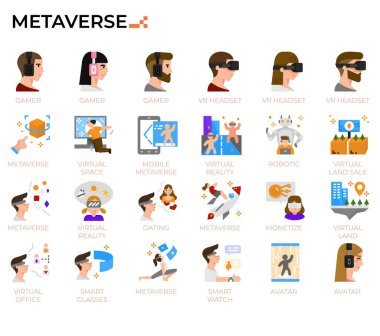 Dijital teknoloji, eğitim, eğitim, bilişim siteleri, sunumlar, kitaplar için metaverse simgesi.