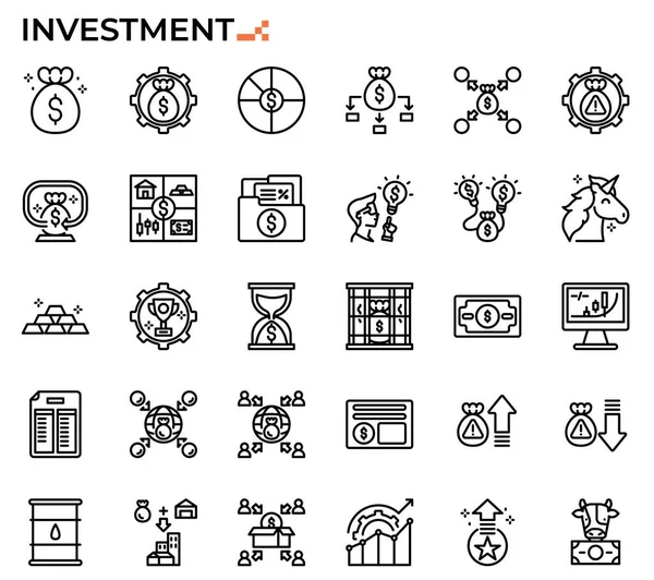 Ícone Investimento Definido Para Estudo Financeiro Negócios Educação Sites Apresentações — Vetor de Stock