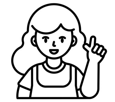 woman in pointing finger gesture modern concept ui ux icon for website, app, presentaion, flyer, brochure etc.