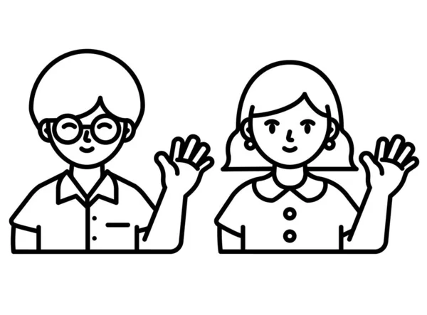 Kids Hello Hand Gesture Modern Concept Icon Website App Presentaion — Archivo Imágenes Vectoriales