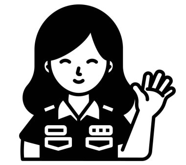 woman in hello hand gesture modern concept ui ux icon for website, app, presentaion, flyer, brochure etc.