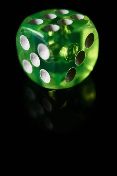 Green Dice Black Background — Stock Photo, Image