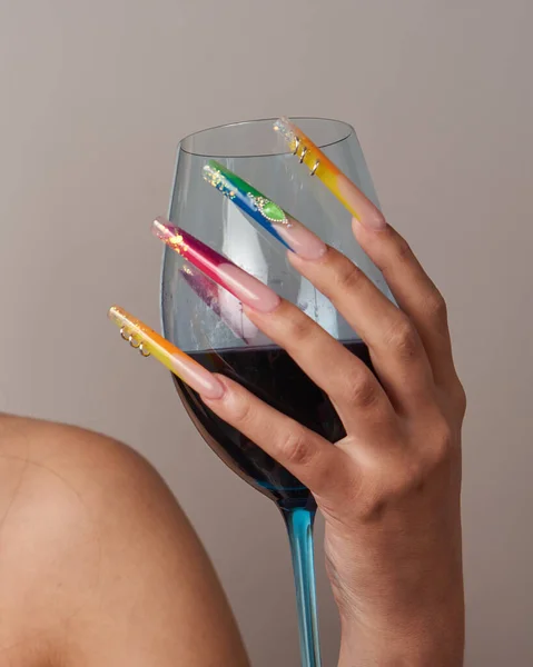 Escultura Gel Unhas Muitas Cores — Fotografia de Stock