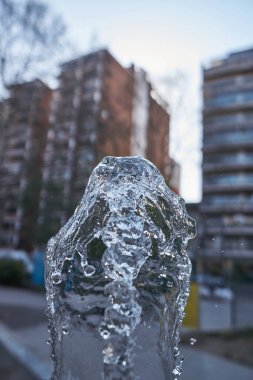 Details of the jet of water from a fountain.