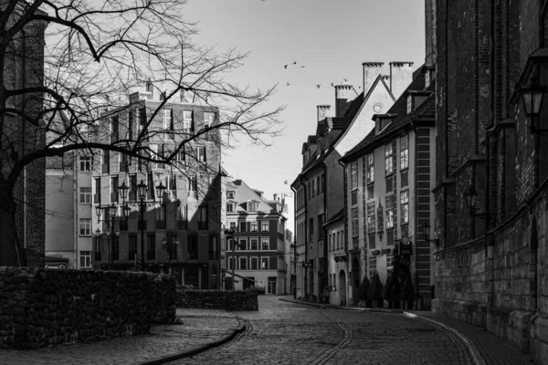 Black White Shoot Old Town Architecture — Foto Stock