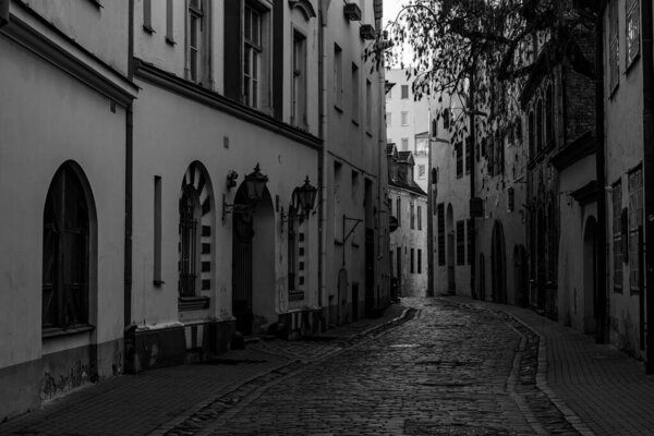 Black and white shoot of an old town architecture