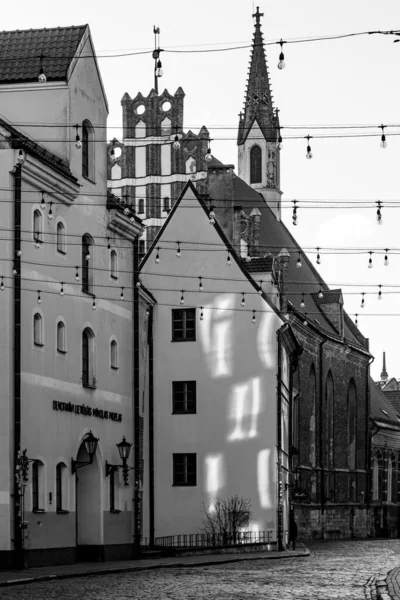 Black White Shoot Old Town Architecture — Foto Stock
