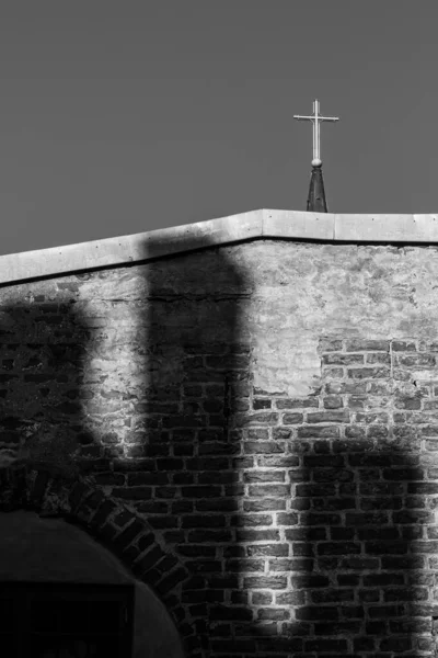 Ασπρόμαυρο Σουτ Μιας Παλιάς Εκκλησίας — Φωτογραφία Αρχείου