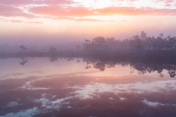 Красивый Пейзаж Озера Утрам — стоковое фото