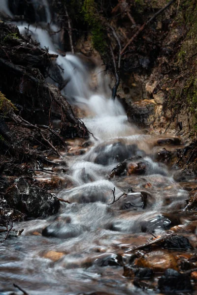 Uma Cachoeira Uma Floresta Outono — Fotografia de Stock