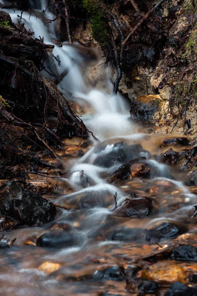 Cachoeira Montanha Floresta Com Pedras — Fotografia de Stock