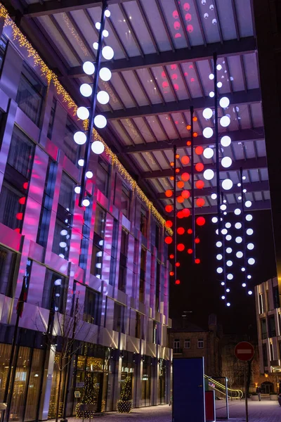 interior of a modern building with lights