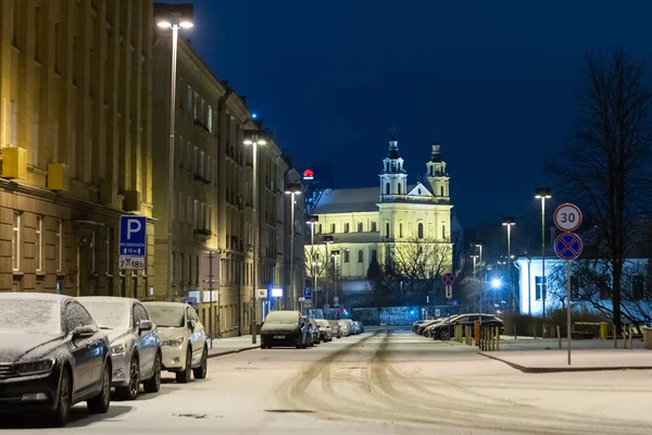 Night View City Winter Time — Zdjęcie stockowe