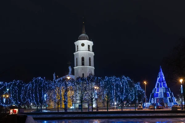 Ночное Рождественское Освещение Городе — стоковое фото