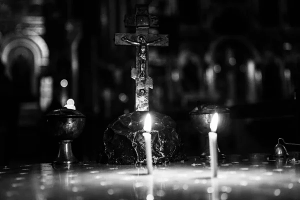 Velha Foto Preto Branco Igreja Católica — Fotografia de Stock