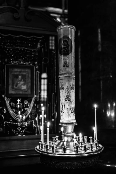 Candles Table Temple — Stock Photo, Image