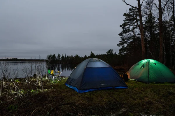 camping tent on the river