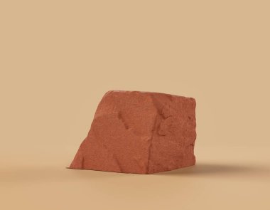Fotokopi alanı ile ürün gösterimleri için düz bir arkaplan içinde tek renk kahverengi kayalar, 3d Renklendirme