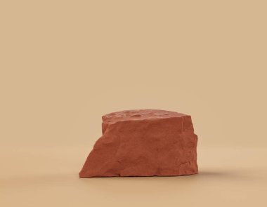 Fotokopi alanı ile ürün gösterimleri için düz bir arkaplan içinde tek renk kahverengi kayalar, 3d Renklendirme