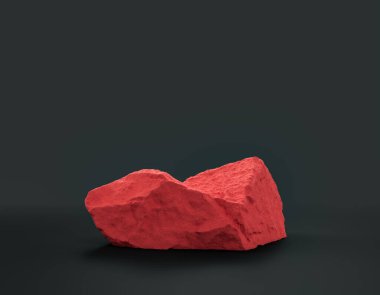 Fotokopi alanı olan ürün gösterimleri için koyu arkaplan üzerinde kırmızı renk kayaları, 3d oluşturma, hiç kimse