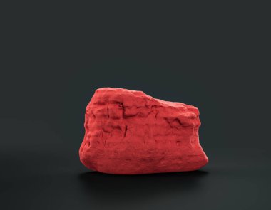 Fotokopi alanı olan ürün gösterimleri için koyu arkaplan üzerinde kırmızı renk kayaları, 3d oluşturma, hiç kimse