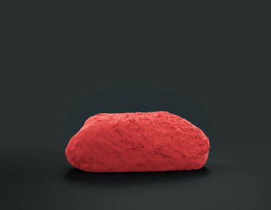 Fotokopi alanı olan ürün gösterimleri için koyu arkaplan üzerinde kırmızı renk kayaları, 3d oluşturma, hiç kimse