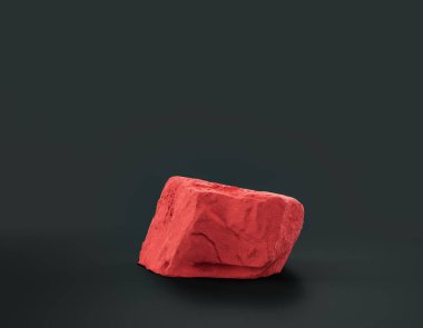 Fotokopi alanı olan ürün gösterimleri için koyu arkaplan üzerinde kırmızı renk kayaları, 3d oluşturma, hiç kimse