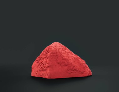 Fotokopi alanı olan ürün gösterimleri için koyu arkaplan üzerinde kırmızı renk kayaları, 3d oluşturma, hiç kimse