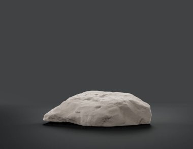 Fotokopi alanı, 3d Renklendirme, hiç kimse için ürünün gösterimi için düz gri arkaplan içerisindeki tek renk beyaz kayalar