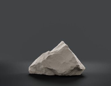 Fotokopi alanı, 3d Renklendirme, hiç kimse için ürünün gösterimi için düz gri arkaplan içerisindeki tek renk beyaz kayalar