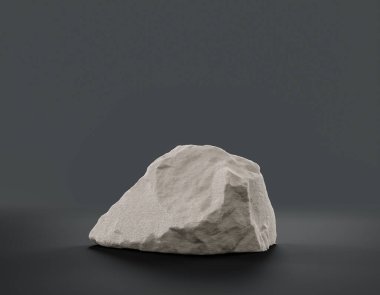 Fotokopi alanı, 3d Renklendirme, hiç kimse için ürünün gösterimi için düz gri arkaplan içerisindeki tek renk beyaz kayalar