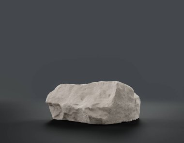 Fotokopi alanı, 3d Renklendirme, hiç kimse için ürünün gösterimi için düz gri arkaplan içerisindeki tek renk beyaz kayalar