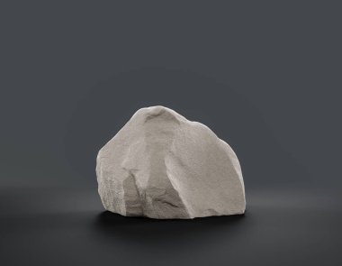 Fotokopi alanı, 3d Renklendirme, hiç kimse için ürünün gösterimi için düz gri arkaplan içerisindeki tek renk beyaz kayalar